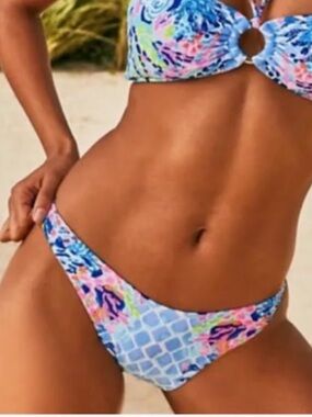 Lilly Pulitzer Pico High Cut 2/XS & 6/S Pink Blue Hidden Treasure Bikini Bottoms